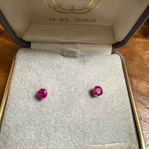 Elegant 14k Gold and true Ruby Stud Earrings